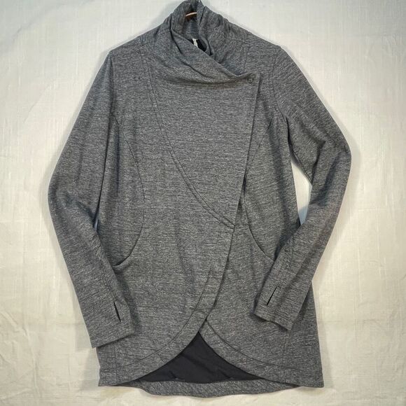 Lululemon Heathered Gray Long Sleeve Thats A Wrap Cardigan Sweater Jacket Size 6 - Picture 1 of 8